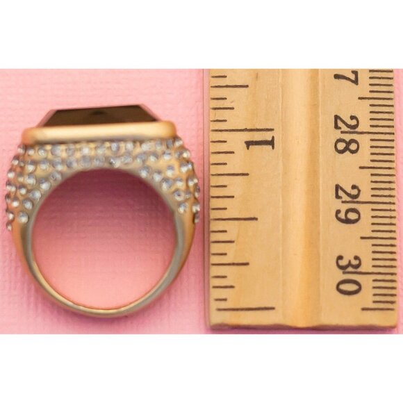 Vintage Round Square Mesmerizing Gold Tone Ring | Size 9 | H25 - Picture 3 of 3